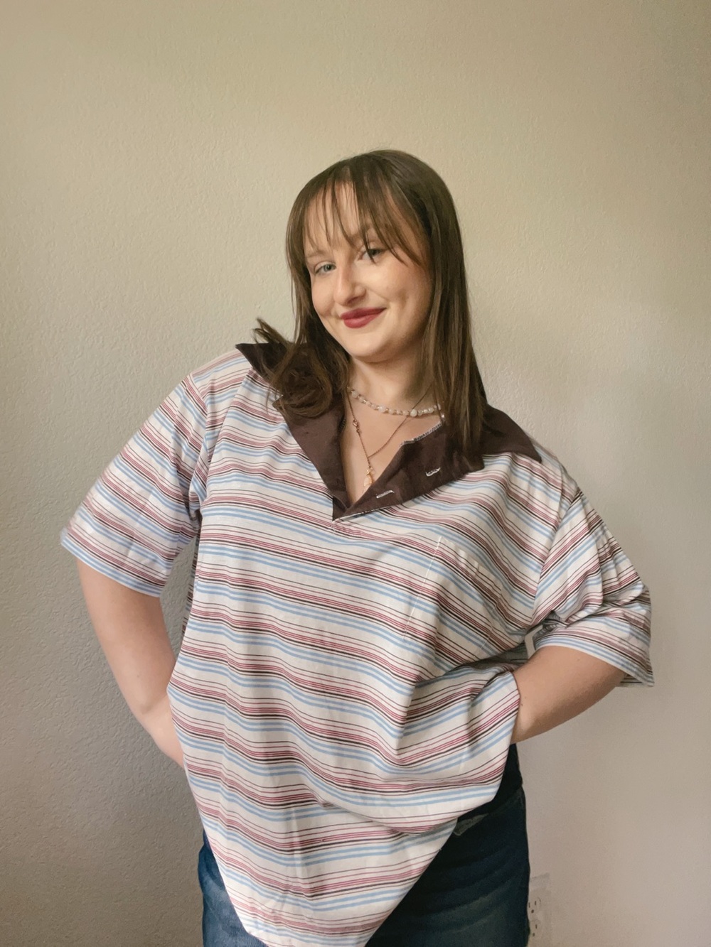 Brown Striped Polo